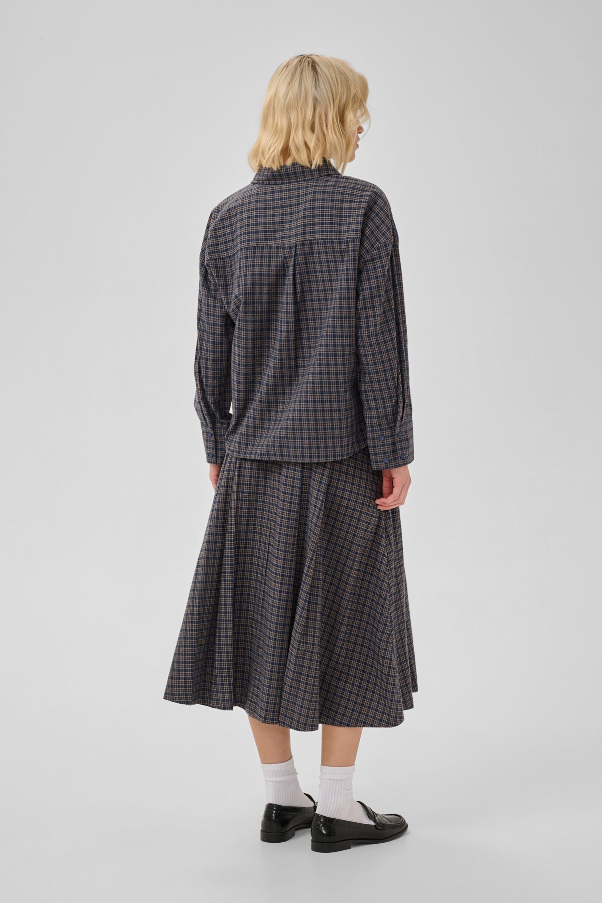 MWLennie Boxy Check Shirt Dark Sapphire Blue Check - 107 - 10705701