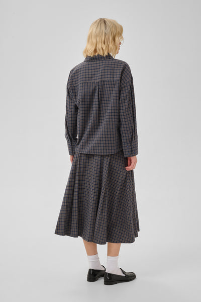 MWLennie Boxy Check Shirt Dark Sapphire Blue Check - 107 - 10705701 Thumbnail