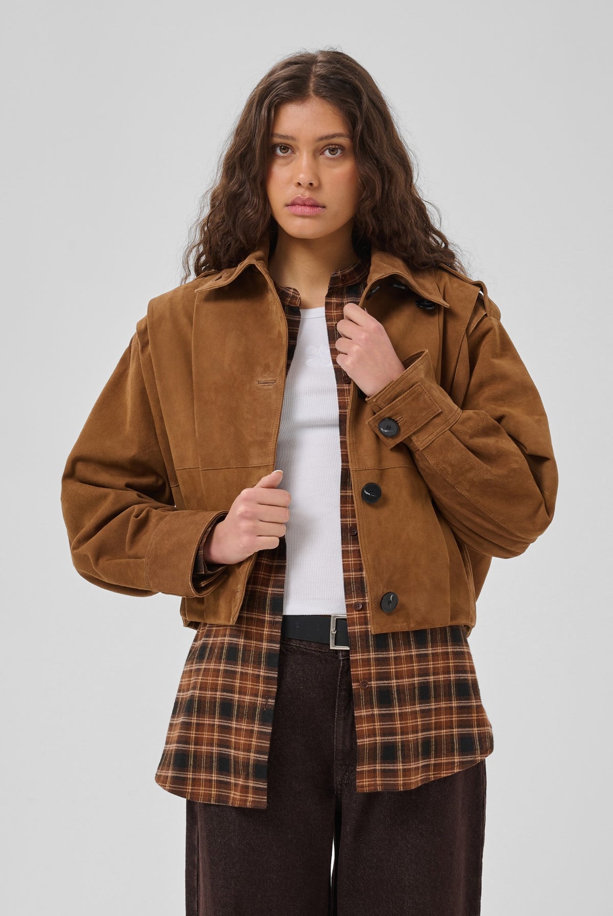 MWPetra Suede Pleat Jacket Bison - 181027 - 10705709