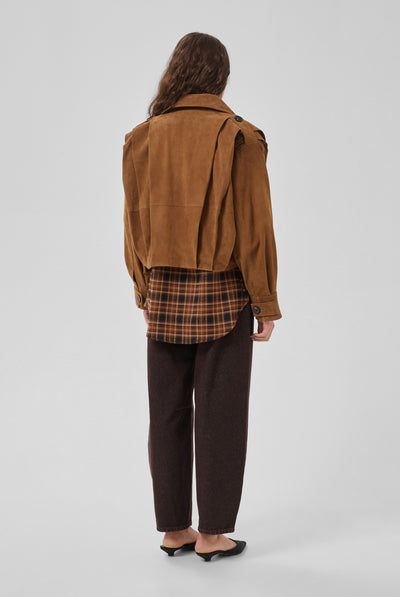 MWPetra Suede Pleat Jacket Bison - 181027 - 10705709 Thumbnail