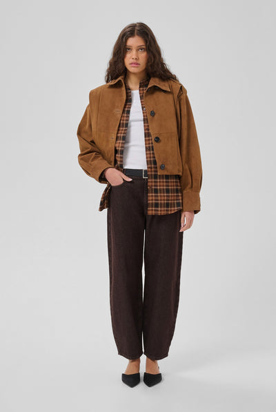 MWPetra Suede Pleat Jacket Bison - 181027 - 10705709 Thumbnail