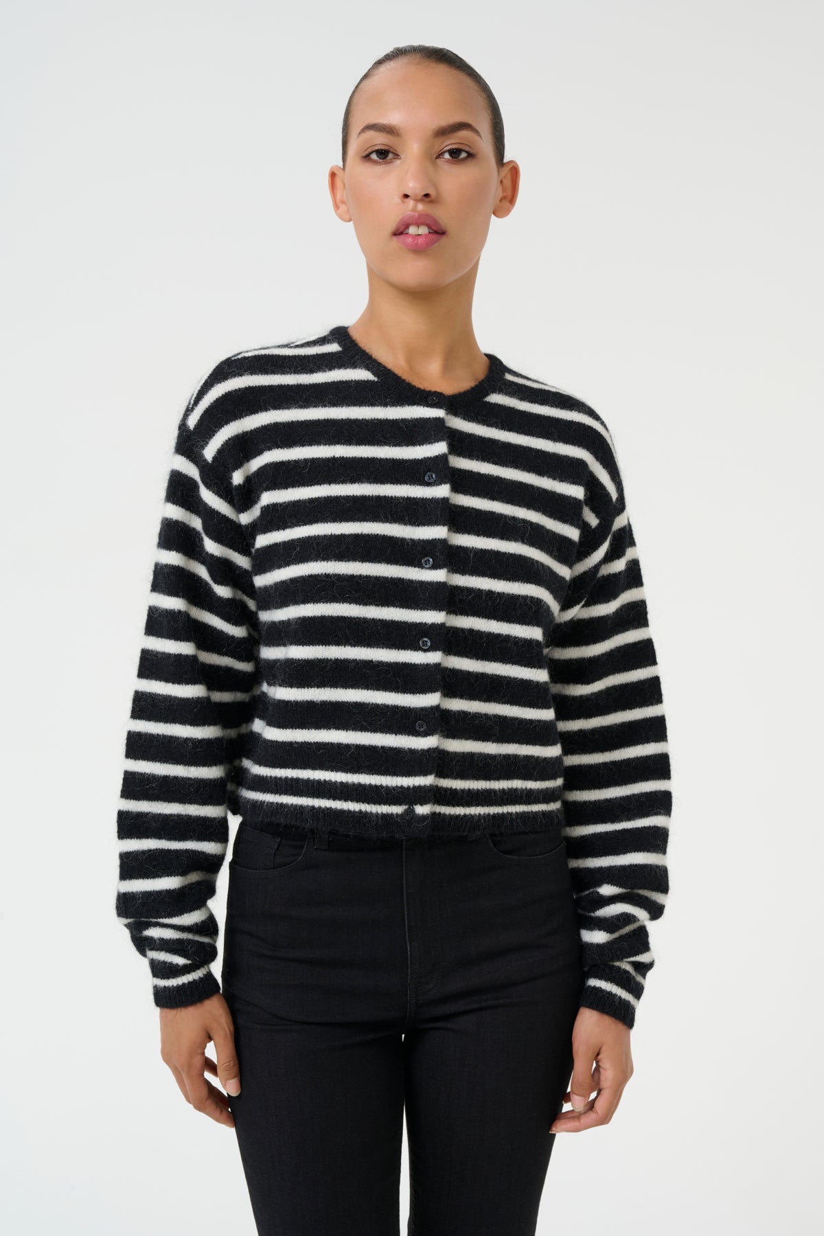 DebbieGZ short cardigan Black/White striped - 106343 - 10909449