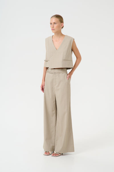 GZtiff HW wide pants Pinstripe dust green Thumbnail