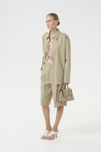 GZizza linen MW shorts Silver Sage Thumbnail