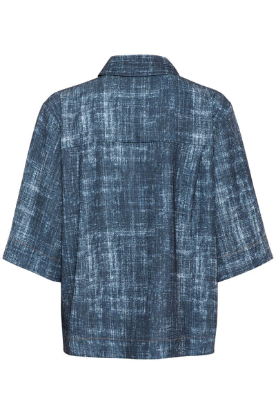 GZdemia P SS shirt Dark denim structure - 10910409 Thumbnail