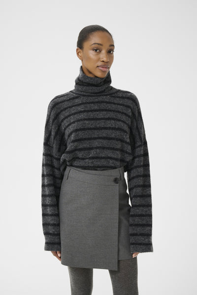 GZpaula melange MW wrap skirt Dark grey melange - 10910495 Thumbnail