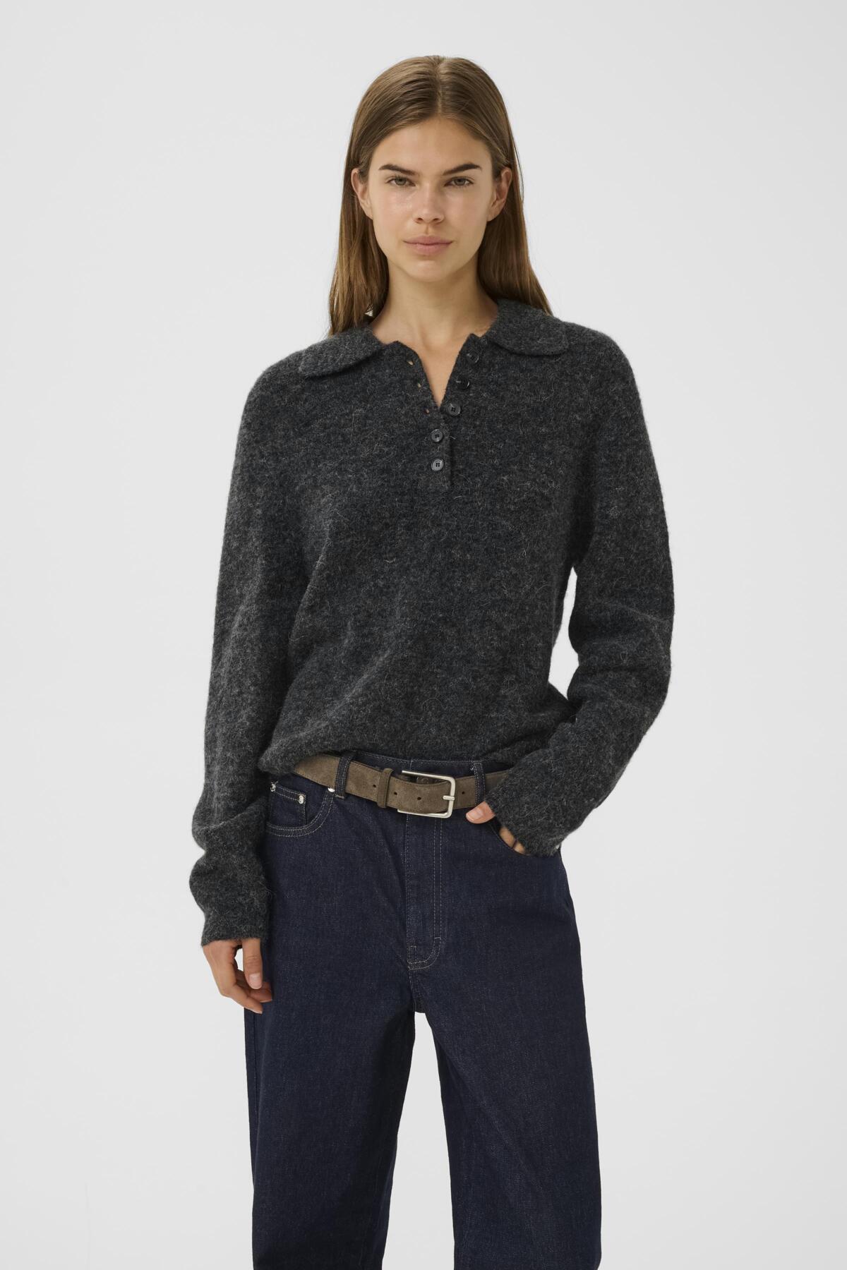 GZalpha polo pullover Charcoal melange - 106286 - 10910589