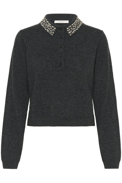 GZmanzi deco polo pullover Deep Graphite Melange - 106530 - 10910778 Thumbnail