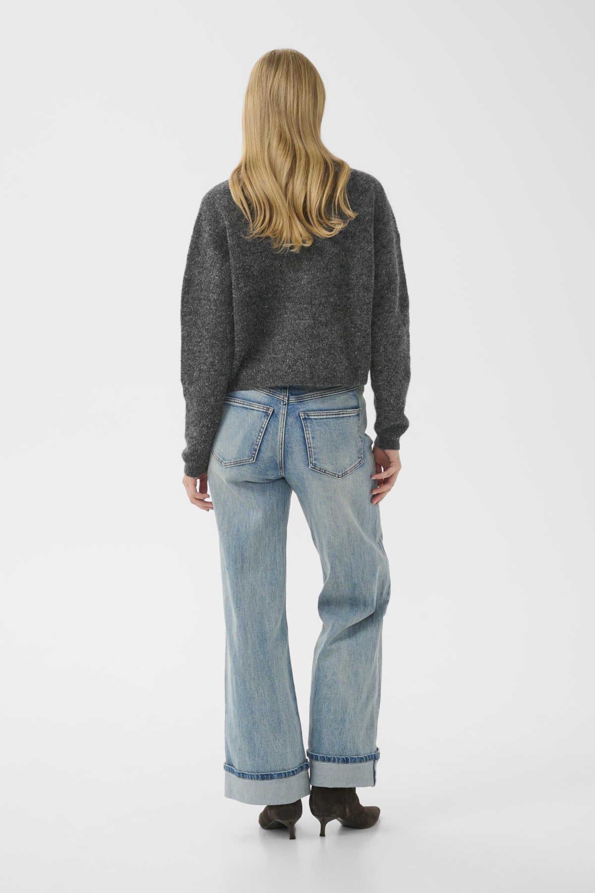 GZalpha shimmer cardigan Charcoal melange with lurex - - 10910817