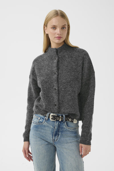 GZalpha shimmer cardigan Charcoal melange with lurex - - 10910817 Thumbnail