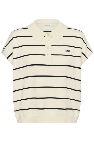 GZsaia ss polo pullover Egret/Black striped - 109393 - 10911206 Thumbnail
