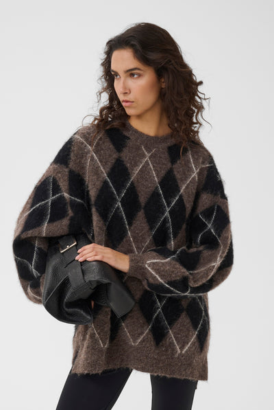 GZsida multi long pullover Black/Chestnut/Ivory - 1000153 - 10911670 Thumbnail