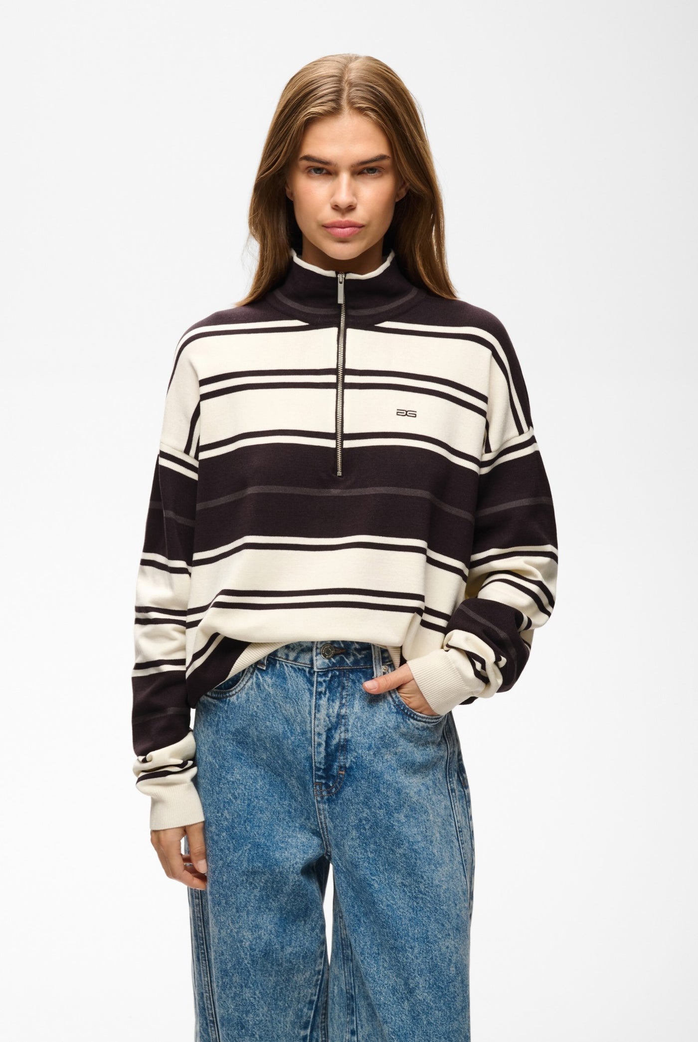 GZthalio striped pullover Ganache/Egret/Raven - 1000422 - 10911738