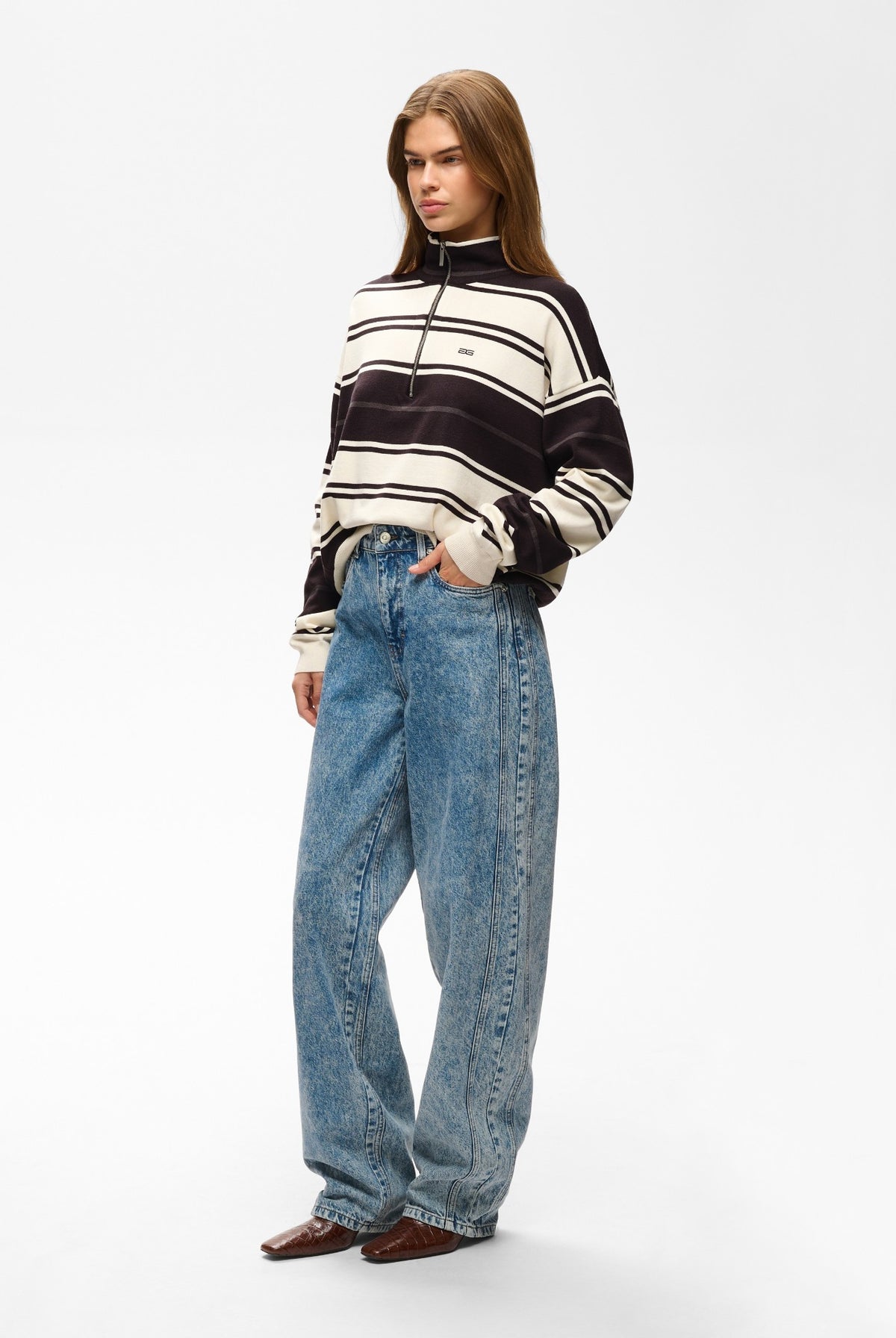 GZthalio striped pullover Ganache/Egret/Raven - 1000422 - 10911738