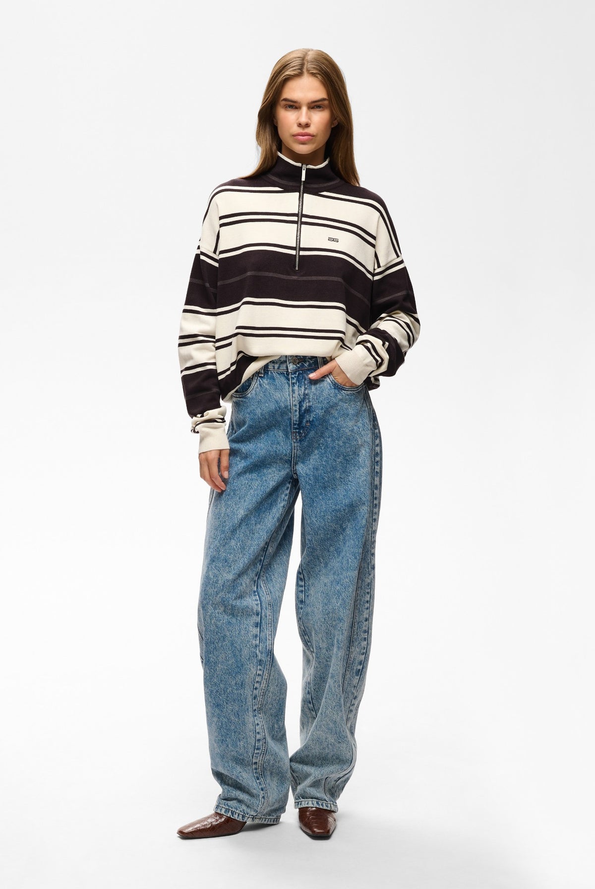 GZthalio striped pullover Ganache/Egret/Raven - 1000422 - 10911738