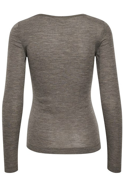 FangIW T-Shirt  LS Brown Melange - 30106096 Thumbnail