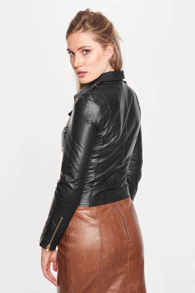 Biker Jacket Black w. Gold acc. - 10575 Thumbnail