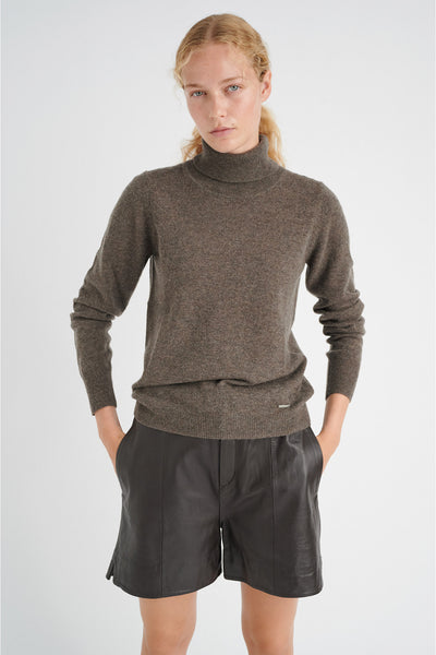 LukkaIW Rollneck Pullover Brown Melange - 30108211 Thumbnail