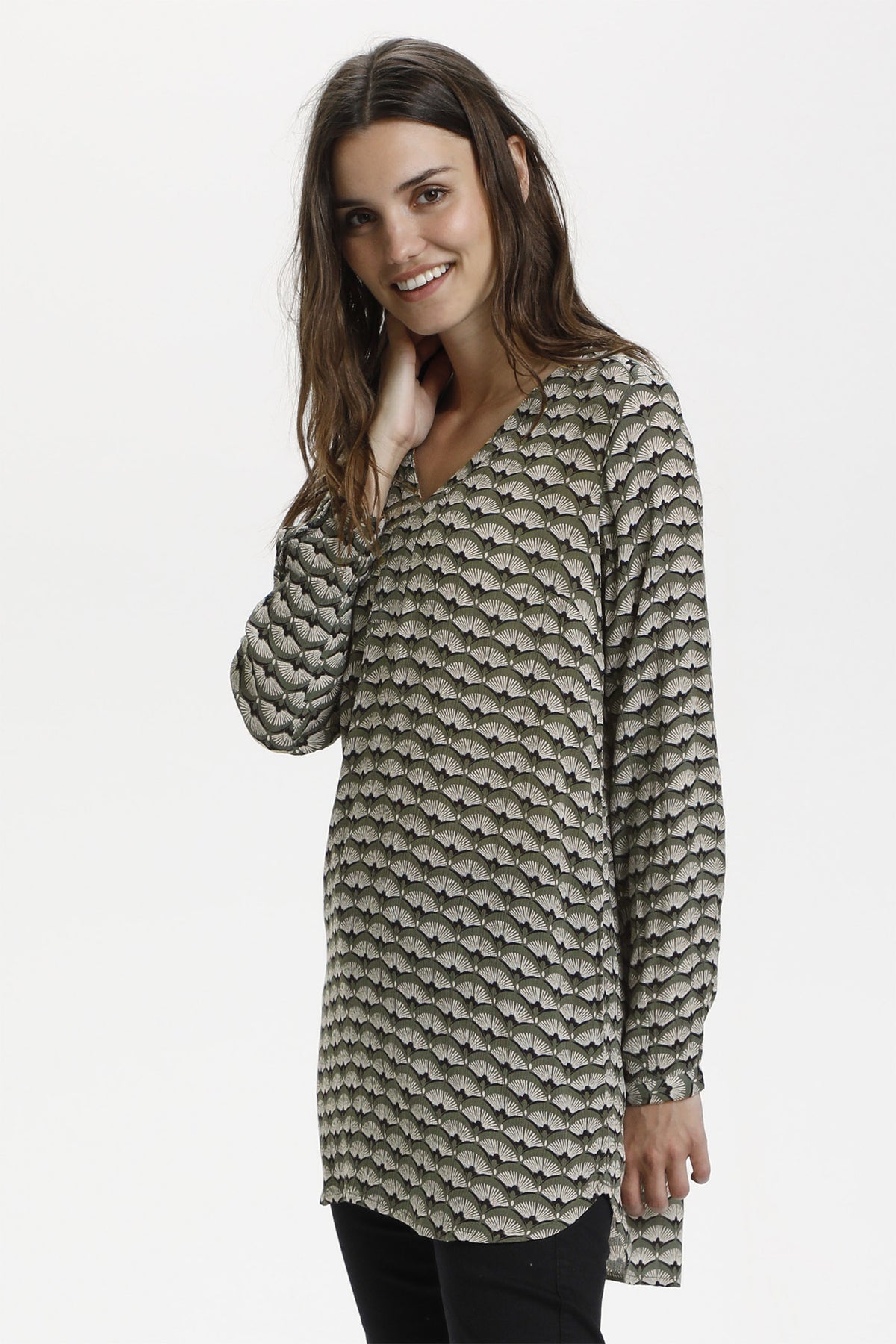 KAbellen Amber Tunic Grape Leaf  Fan Print - 10505374