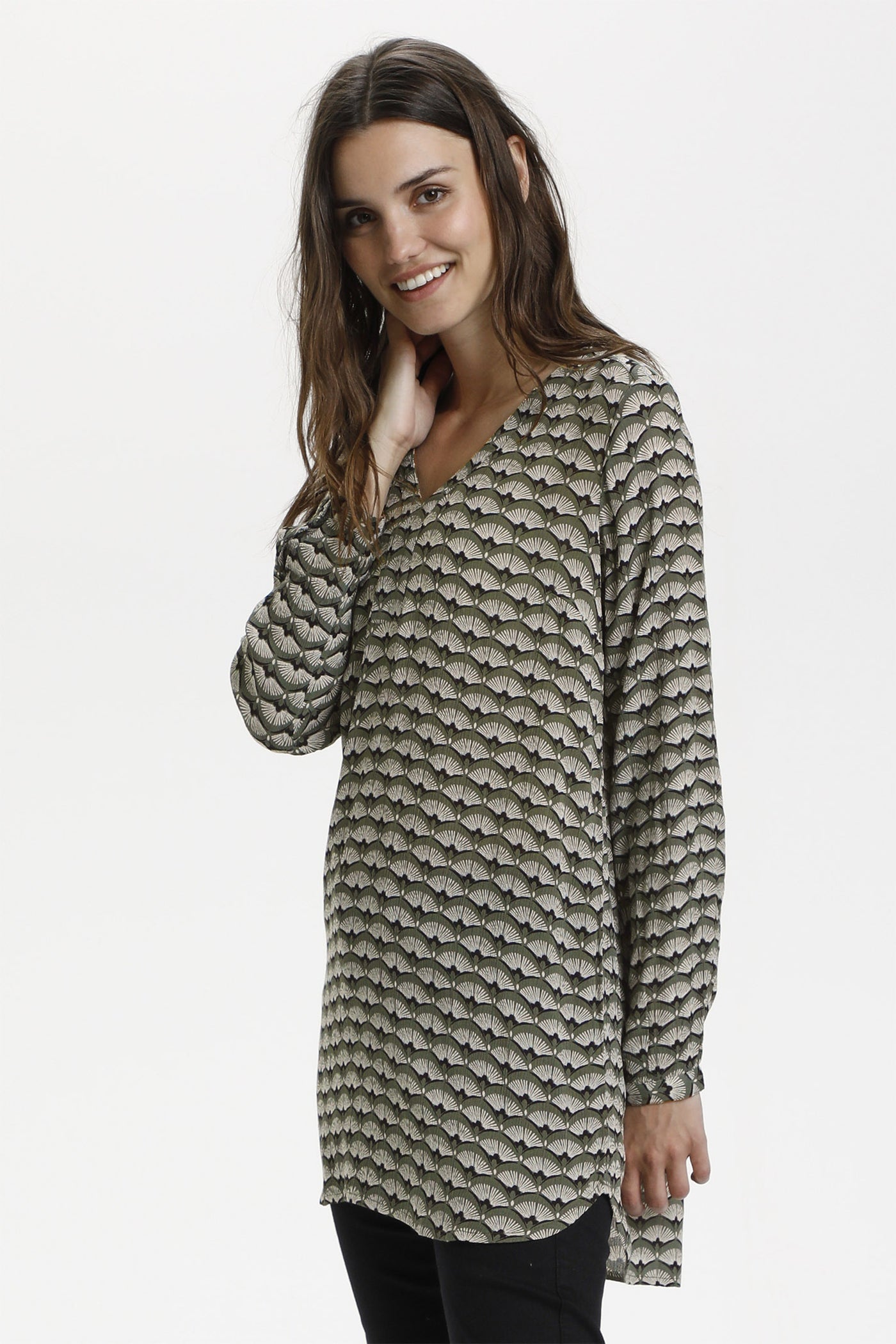 KAbellen Amber Tunic Grape Leaf  Fan Print - 10505374