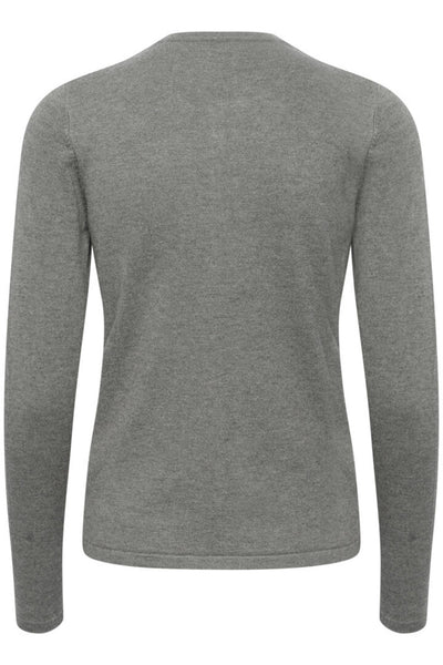 A8661, MilaSZ R-Neck Cardigan Mist Grey Melange - 30500005 Thumbnail