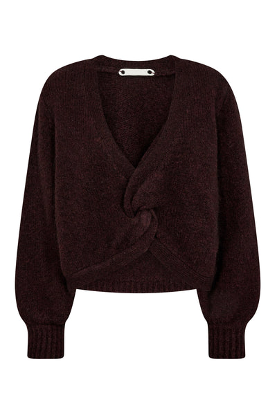 CozyCC Twist Back Knit 87-Winered - 32127 Thumbnail