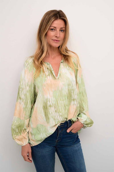 CRCassia Blouse Green Watercolor - 10613119 Thumbnail