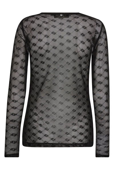 MMLoretta Velvet Mesh Blouse Black - 167640 Thumbnail