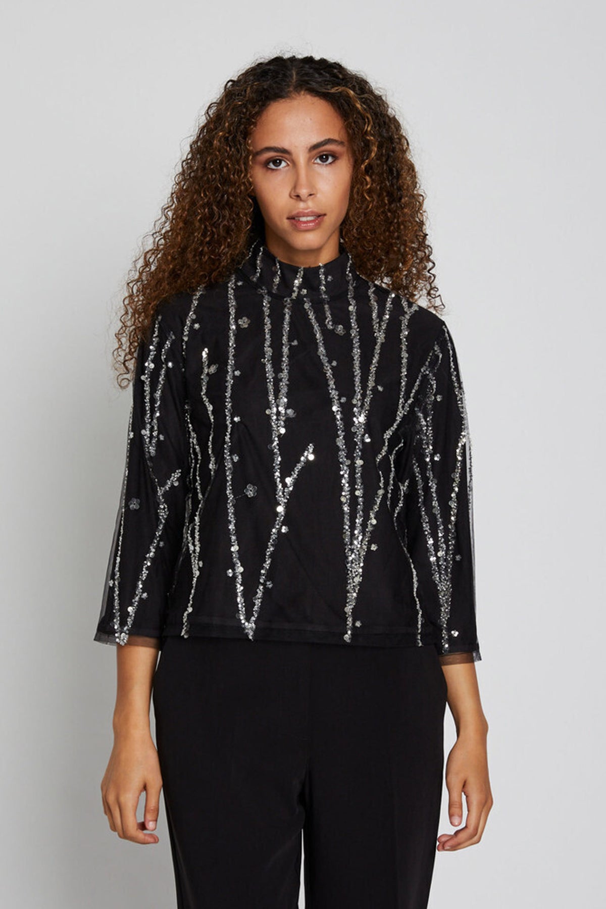 DaffiBBIgnaras blouse Black w silver - BBW4157