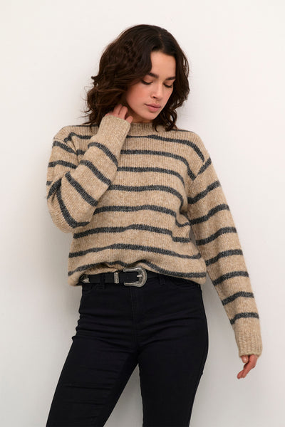 KAtrina Striped Pullover Feather gray melange stripe - 10509257 Thumbnail