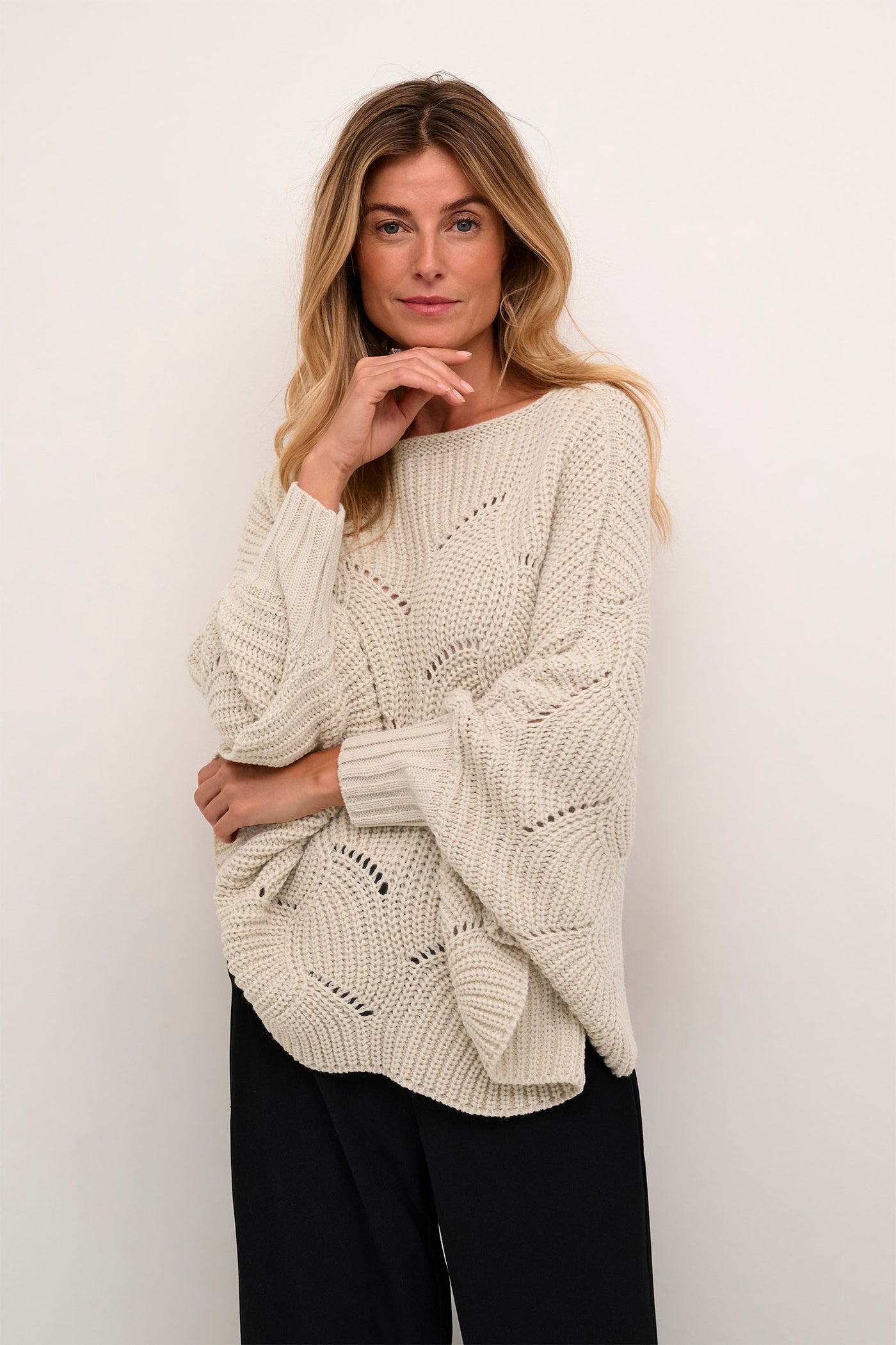 CRMistletoe Knit Poncho Oat melange
