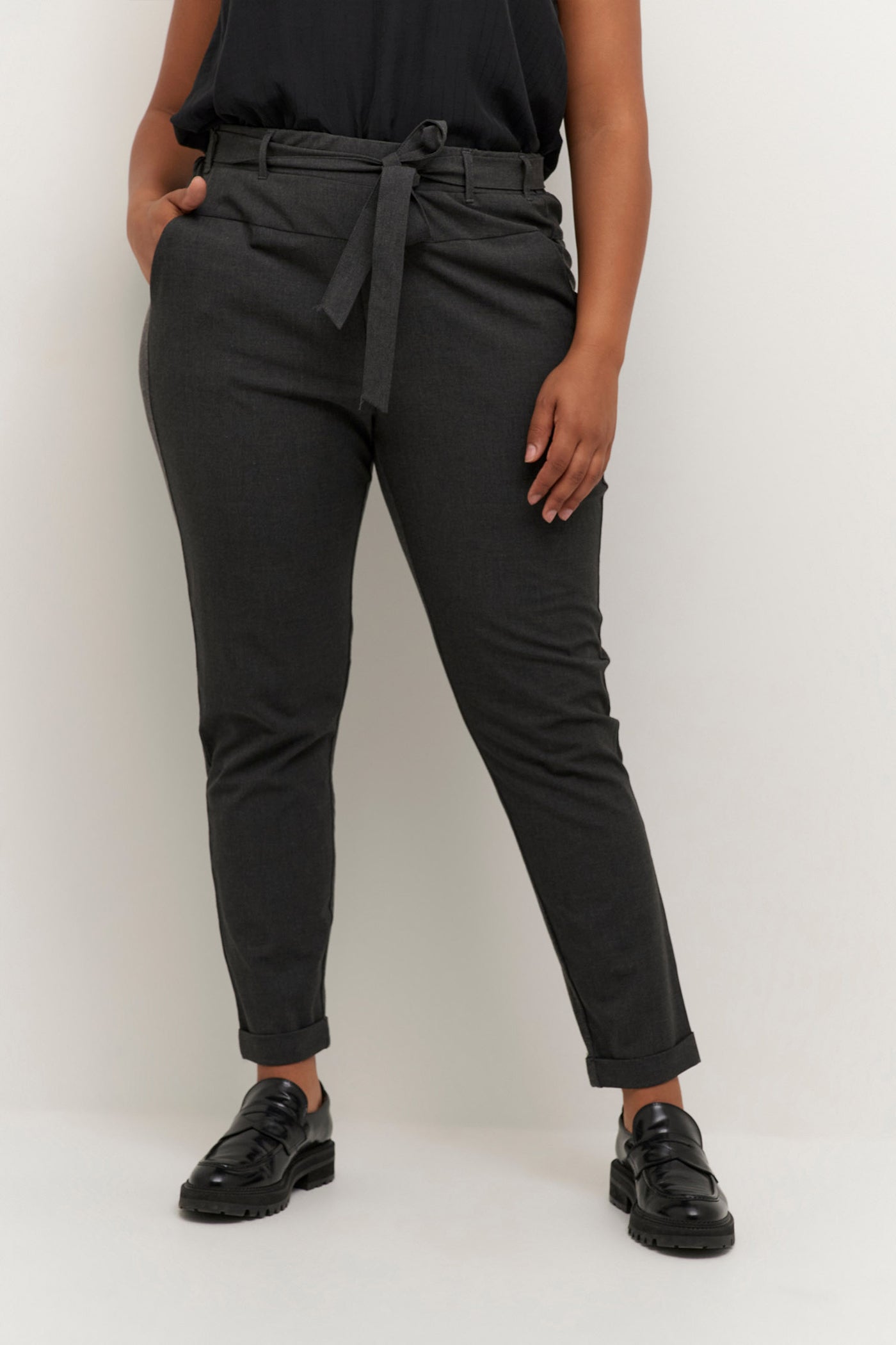 KCjia Belt Pants Dark grey melange - 10580008