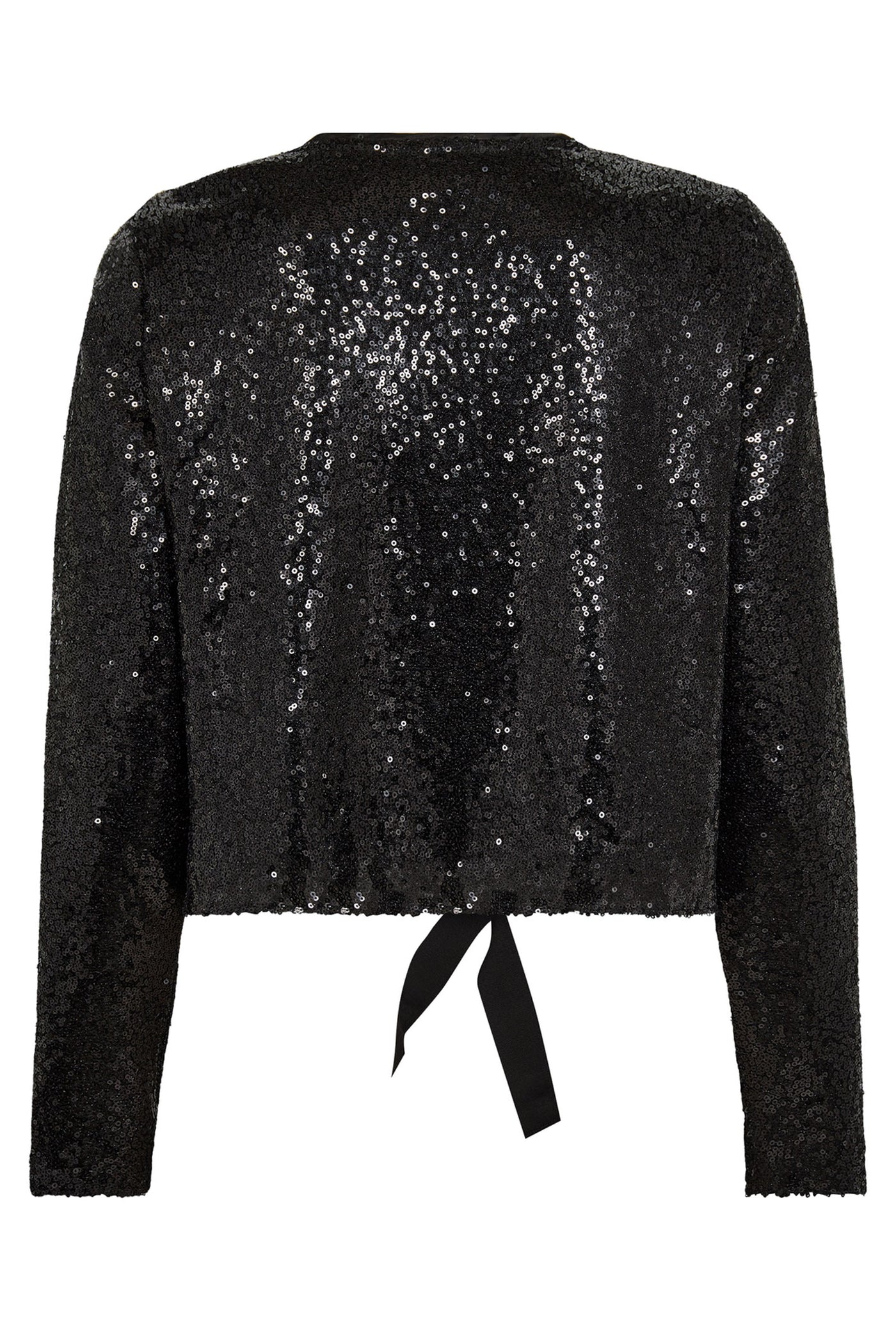 StevieCC Sequin LS Bow Blouse 96-Black - 35676