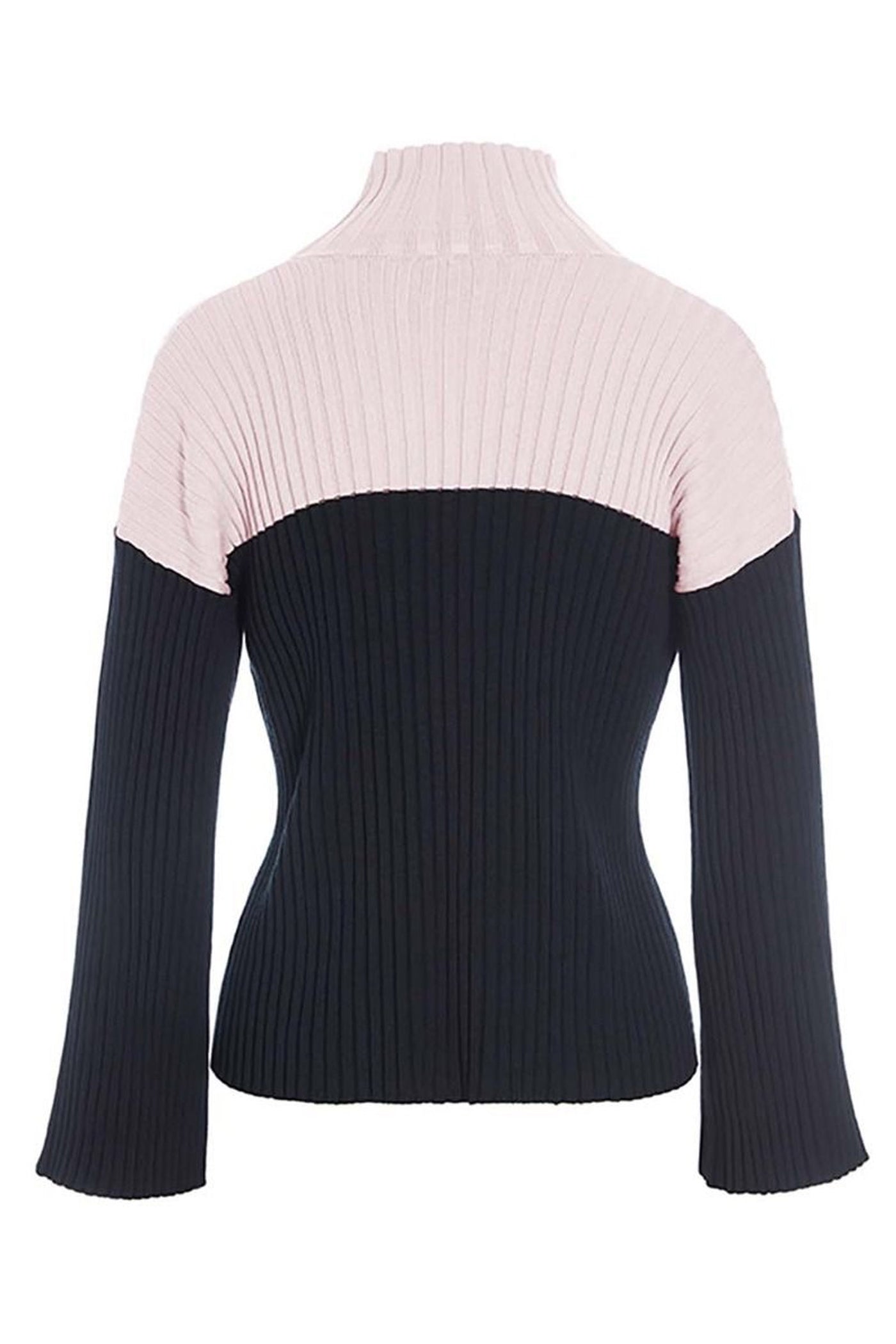 Bloom rib bluse BLACK/PALE PINK BLOCK