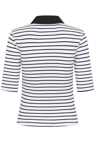 GZdrew polo striped top Bright White / Black striped - 10910729 Thumbnail