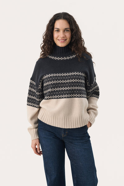 PinarPW PU Navy Jacquard Thumbnail