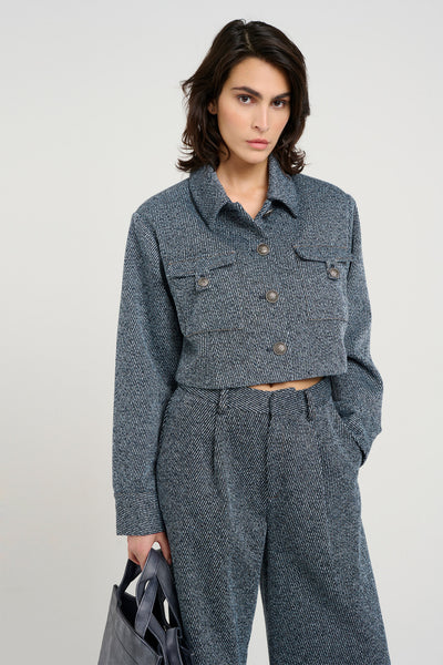 BelmaGZ blazer Blue twill structure - 10909731 Thumbnail
