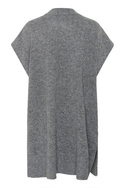 KAannetta Knit Poncho Dark grey melange - 10510119 Thumbnail
