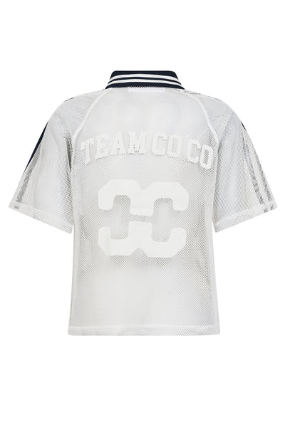 CocoCC Mesh Polo Tee 40120-WhiteNavy - 33157 Thumbnail