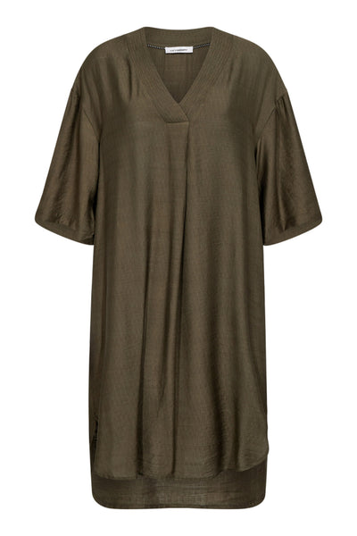 CarynCC Pleat Tunic Dress 7555-Army - 36432 Thumbnail