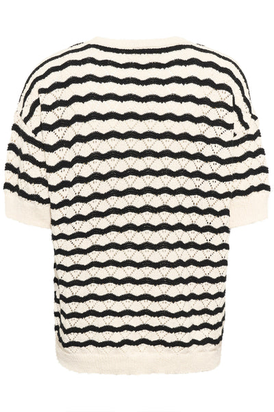 CRPoppi Knit Blouse Salt Pepper Stripe - 10614068 Thumbnail