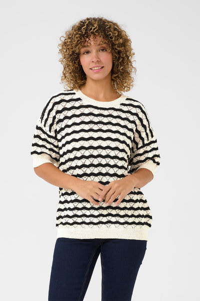CRPoppi Knit Blouse Salt Pepper Stripe - 10614068 Thumbnail