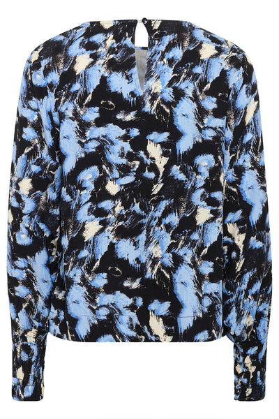 KAlura Blouse Black/Blue Graphic Strokes - 10509433 Thumbnail