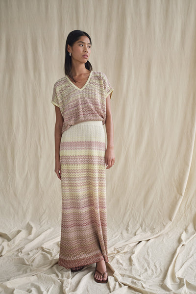 MMHopi Zig Zag Knit Skirt Powder Pink - 170720 Thumbnail