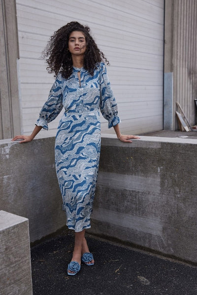 FloretBBClarenas dress Blue lace print - BBW4320 Thumbnail