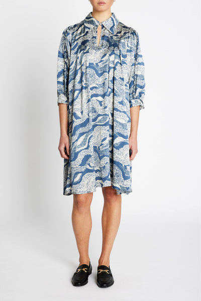 FloretBBTamia dress Blue lace print Thumbnail