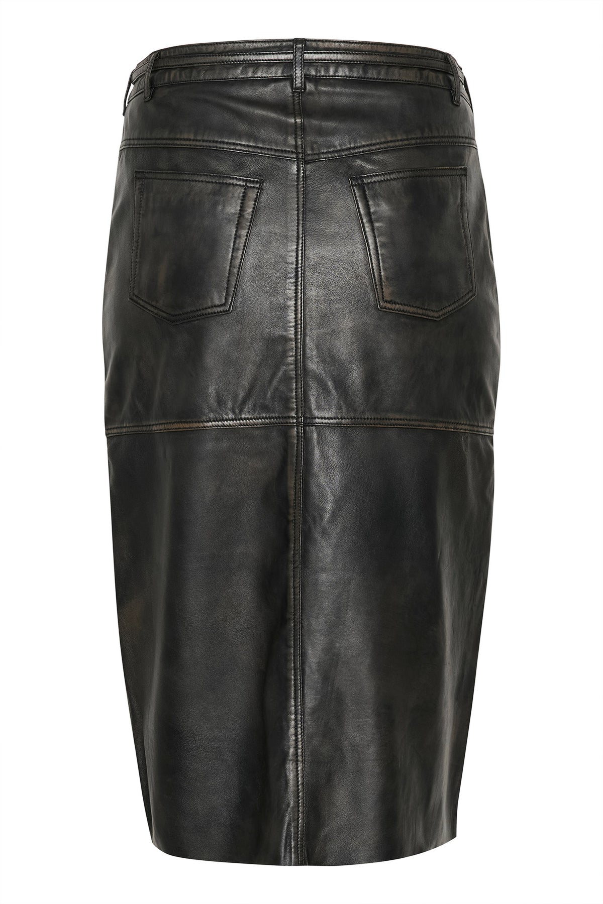 KCjanet Leather Skirt Black washed leather