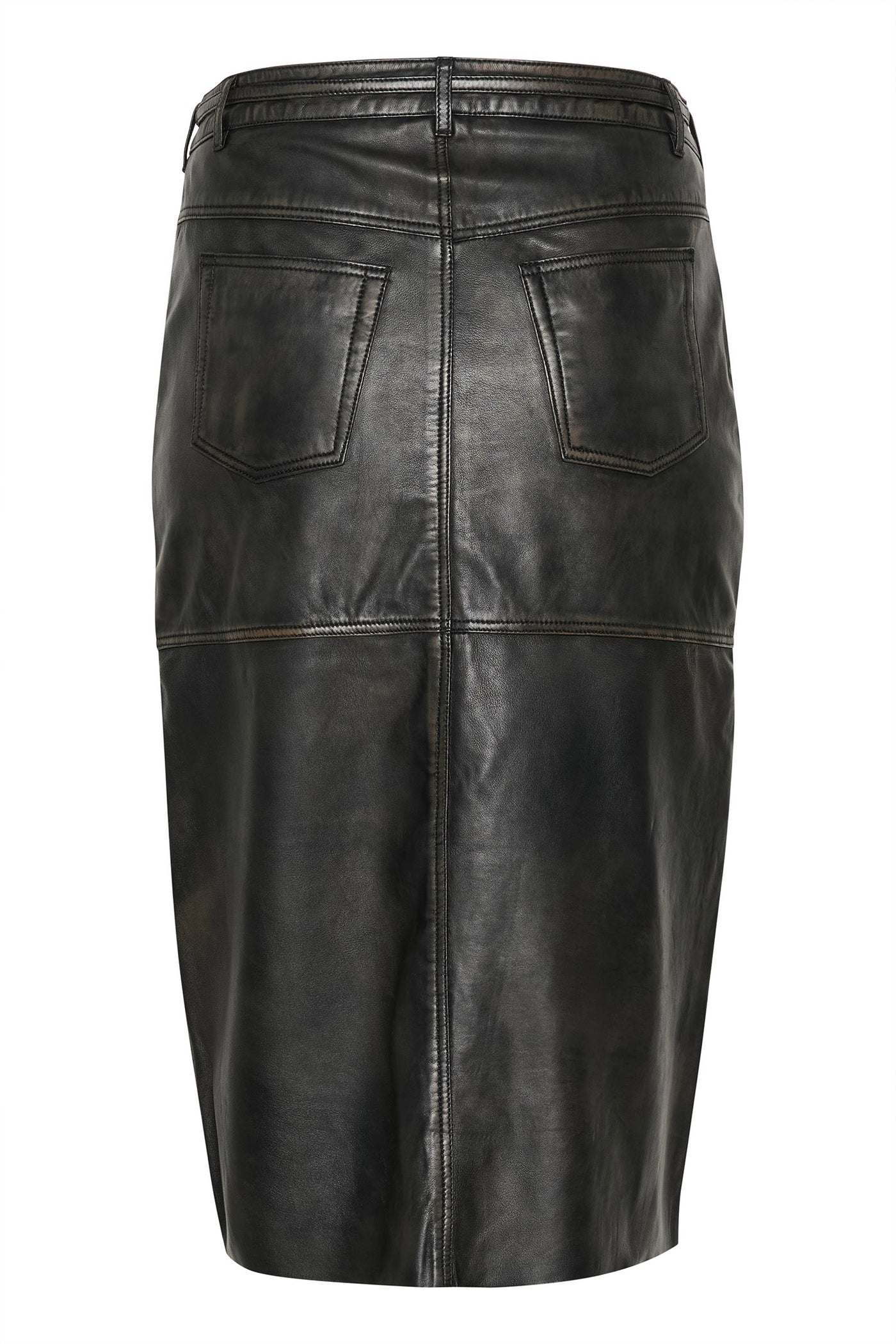 KCjanet Leather Skirt Black washed leather