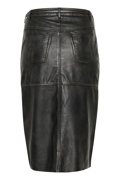 KCjanet Leather Skirt Black washed leather Thumbnail