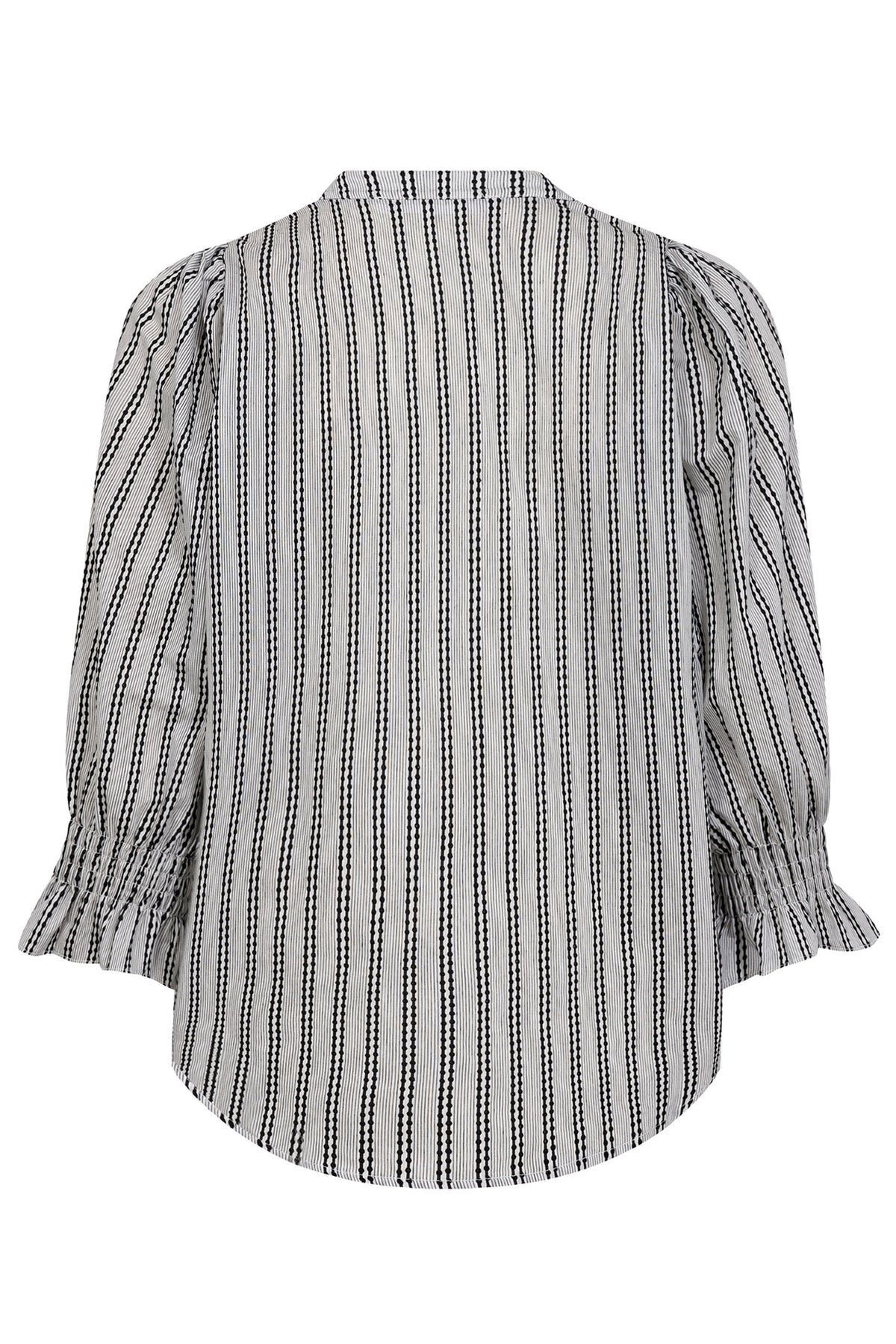 NoraCC Frill SS Blouse 40096-WhiteBlack - 35798